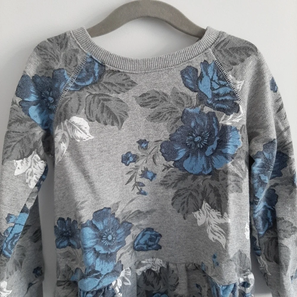 Joe Fresh Floral Print Grey Sweatshirt Dress size 5 - Picture 3 of 11